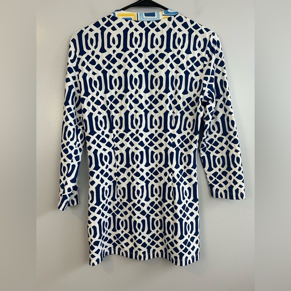 J. Mclaughlin Catalina Cloth Blue & White Geometric Tunic/Blouse Size XS - Picture 6 of 15